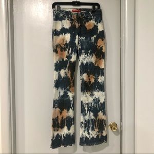 Tie dyed flare jeans